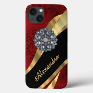 Bonito cor damasco vermelha elegante personalizada