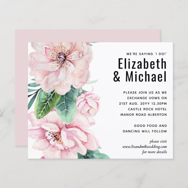 Bonito cor-de-rosa Verde Floral deixa orçamento de (Frente/Verso)