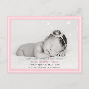 Bonito Corações Rosa Mod Novo Anúncio de Foto Bebê