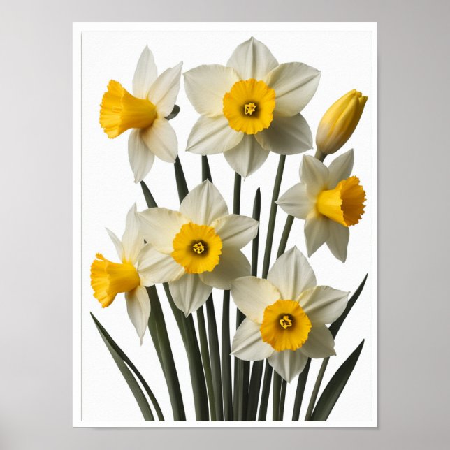 Bonito Daffodil Flowers Poster Wall Decor (Frente)