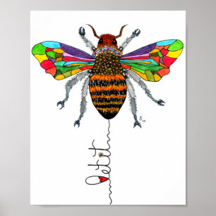 Bonito e colorido Bumble o poster 8x10 da abelha "