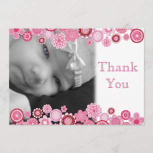Bonito em cartões de agradecimentos cor-de-rosa da