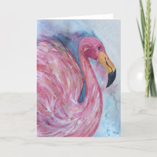 Bonito em rosa, cartão de saudação Flamingo