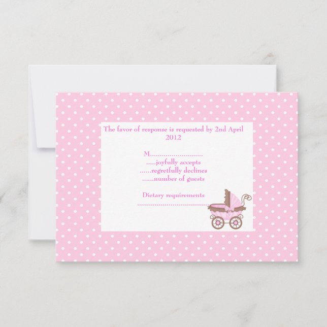 bonito em rsvp cor-de-rosa com pram (Frente)