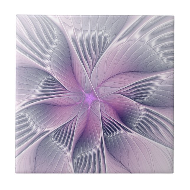 Bonito Flor Rosa Moderna Abstrato de Arte Fractal (Frente)