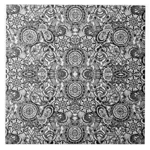 Bonito floral paisley preto e branco