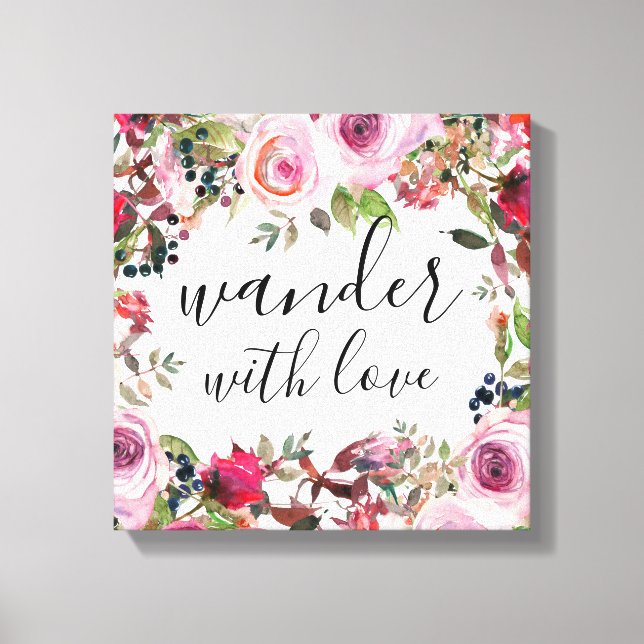 Bonito Floral Wander com Love Canvas Wall Art (Frente)