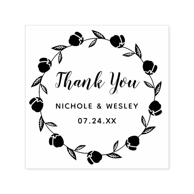 Bonito Floral Wreath | Carimbo de autoimpressão (Design)