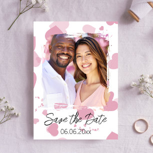 Bonito foto de coração rosa Salve o cartão