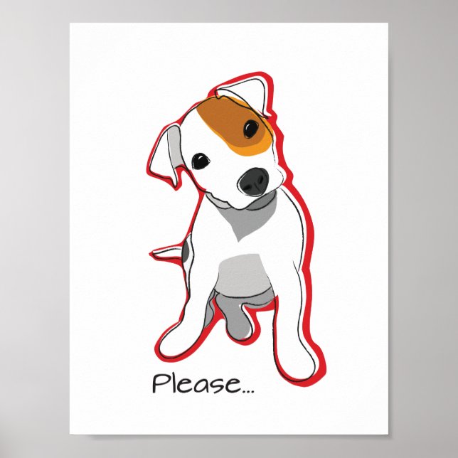 Bonito Jack Russell Poster com sotaque vermelho (Frente)