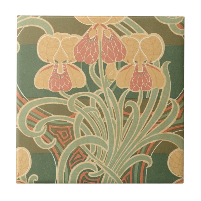 bonito laranja flores art nouveau design (Frente)