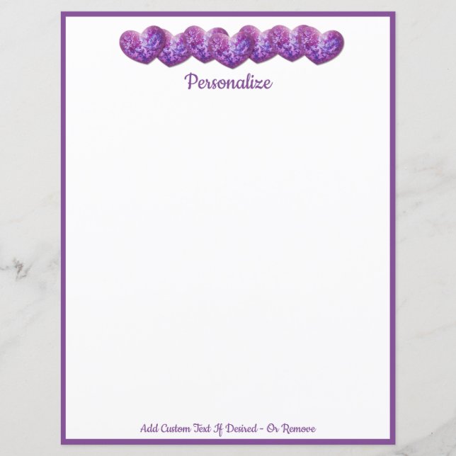 Bonito Linha Romântica de Corações Roxos Personali (Frente)