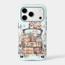 Bonito malas de aquarela viagem floral do tronco d