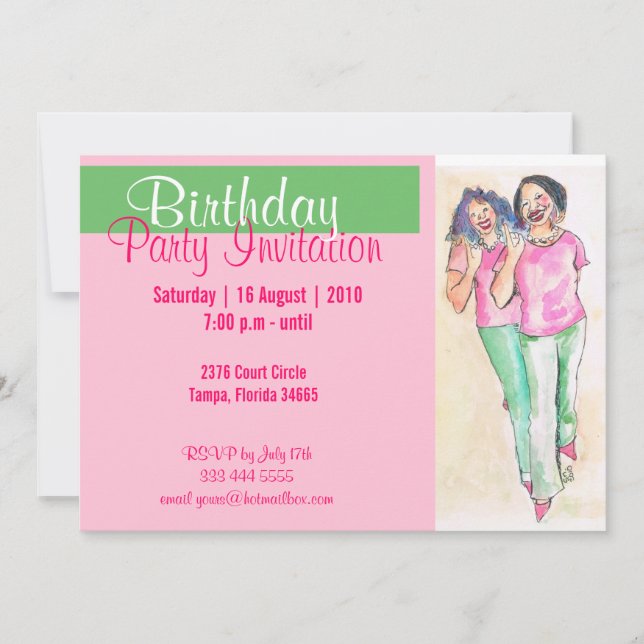 Bonito Meninas Sorority Girls Convite (Frente)