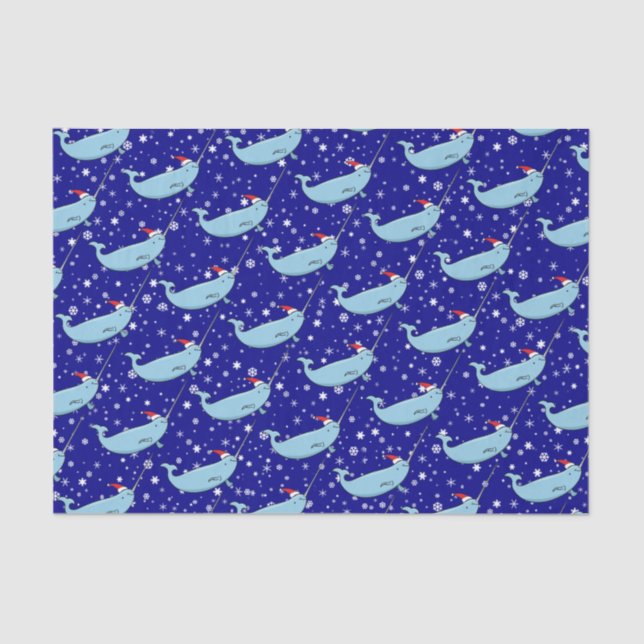 Bonito Narwhal em Santa Hat - Papel de embrulhamen (Frente )