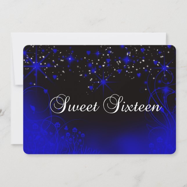 Bonito Neon Roxo, Estrelas, Doce 16 Convite (Frente)