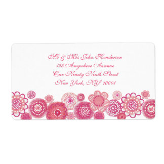 Bonito no adesivo de endereço floral cor-de-rosa e
