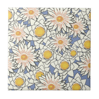 Bonito padrão das flores brancas e amarelas l Azul
