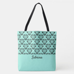 Bonito Padrão de Vintagem Monograma Tote Bag