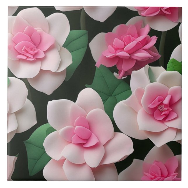 Bonito padrão floral cor-de-rosa boho verde (Frente)