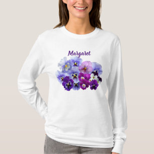 Bonito Pansies Personalizados da Camisa Floral
