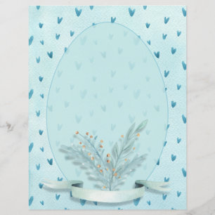 Bonito Pastel Blue Hearts Watercolor Stationery