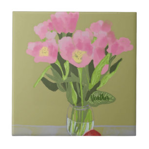 Bonito pintura Flor Moderna Ilustração +Nome