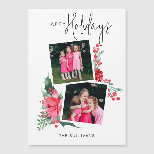 Bonito Poinsettia Rosa e Holly 2-Foto (Frente)