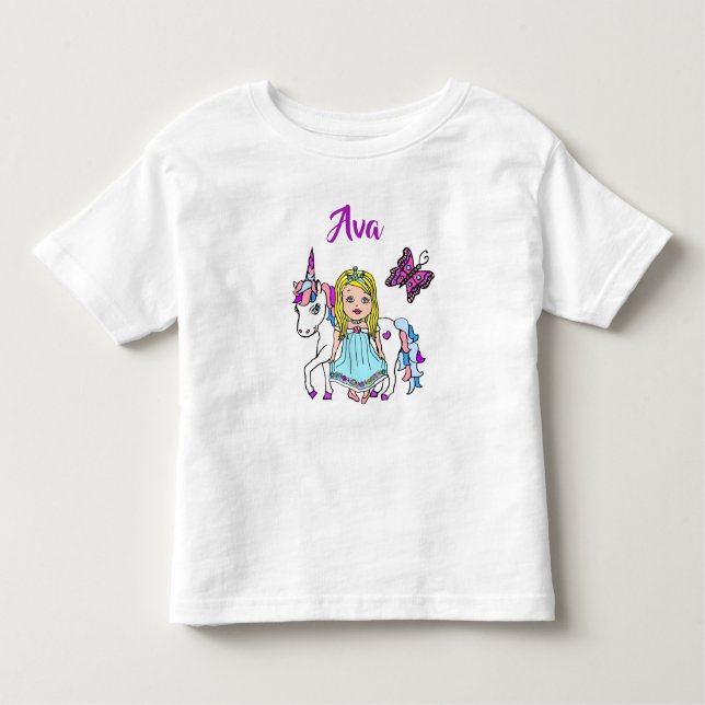 Bonito Princesa e Camisa Personalizada do Unicórni (Frente)
