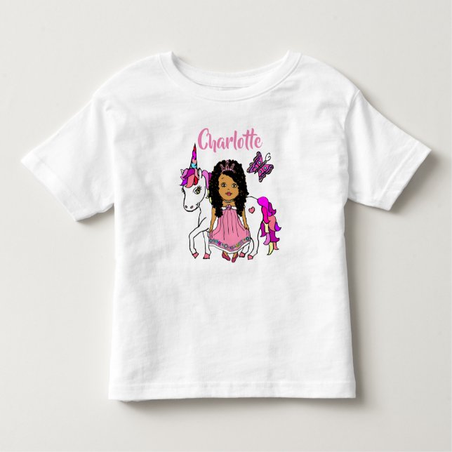 Bonito Princesa e Camisa Personalizada do Unicórni (Frente)