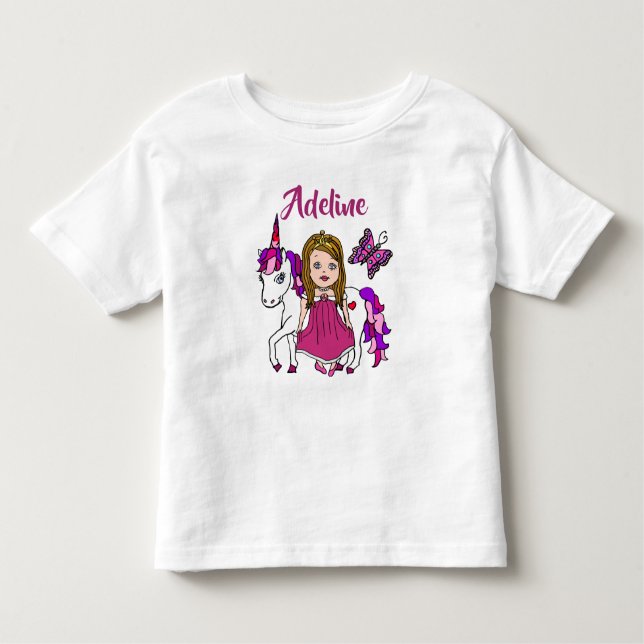 Bonito Princesa e Camisa Personalizada do Unicórni (Frente)