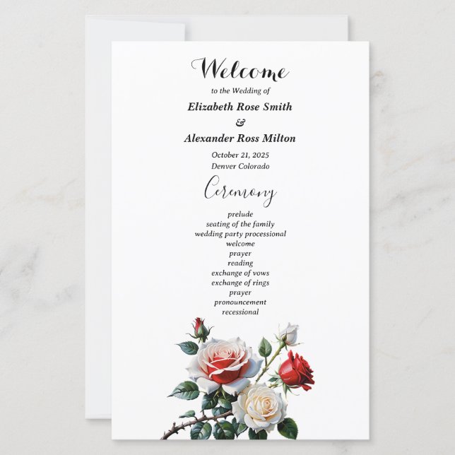 Bonito programa de casamento de rosas vermelhas br (Frente)