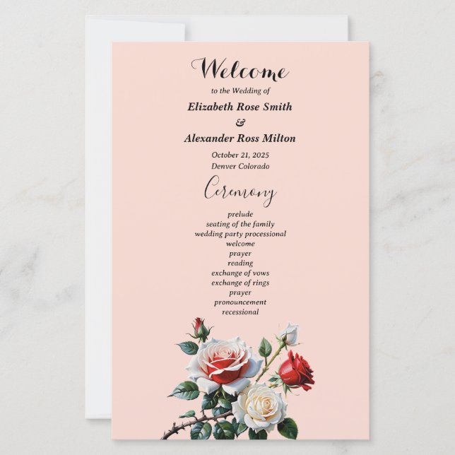 Bonito programa de casamento de rosas vermelhas br (Frente)