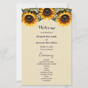 Bonito programa de casamento elegante de girassol