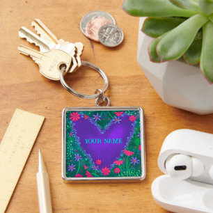 Bonito Purple Heart Floral Inspirivity Chaveiro