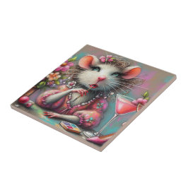 Bonito Rat Lady Tendo um Martini Contemplando