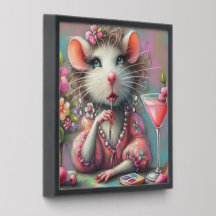 Bonito Rat Lady Tendo um Martini Contemplando