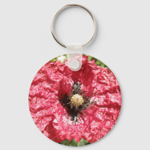 Bonito Red Poppy Flower Macro Chaveiro