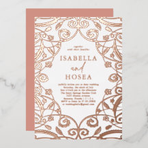 Bonito Rosa Dourado Casamento Floral