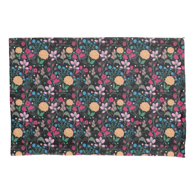 Bonito Rosa e Amarelo Design Preto Floral Pequeno (Frente)
