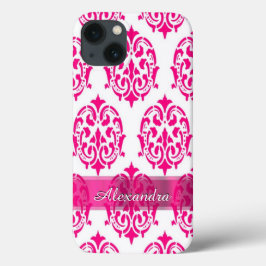 Bonito, rosa-quente personalizado e damasco branco