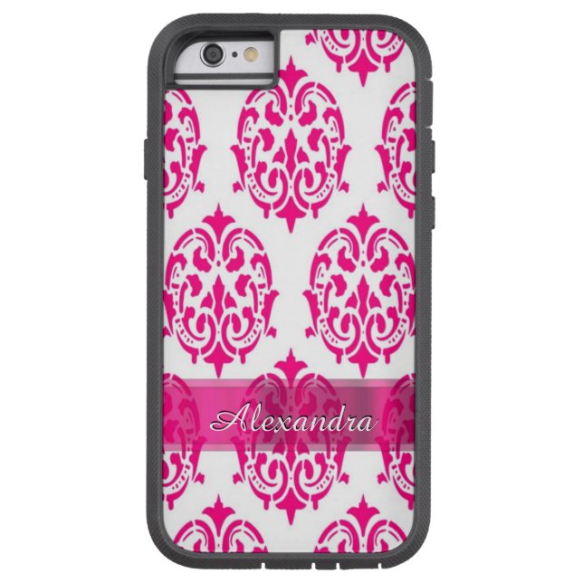 Bonito, rosa-quente personalizado e damasco branco (Verso)