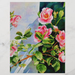 Bonito rosa, rosas vermelhas, flor aquarela