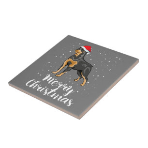 Bonito Rottweiler Santa Hat Feliz Figurino de Nata