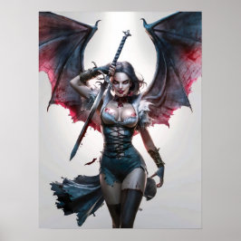 Bonito sexy Vampiro Guerreiro Poster de Arte
