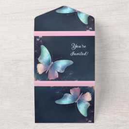 Bonito Shimmering B'fly All in One Birthday Invite