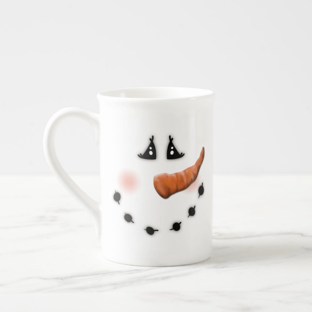 Bonito Snowman Face Inspirividade Caneca Personali (Esquerda)