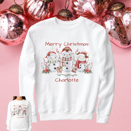 Bonito Snowman Feliz Camisa de Natal com Nome