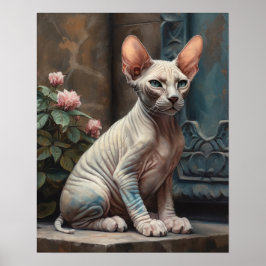 Bonito Sphynx Cat Art Poster Impressão