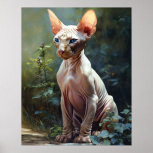 Bonito Sphynx Cat Art Poster Impressão